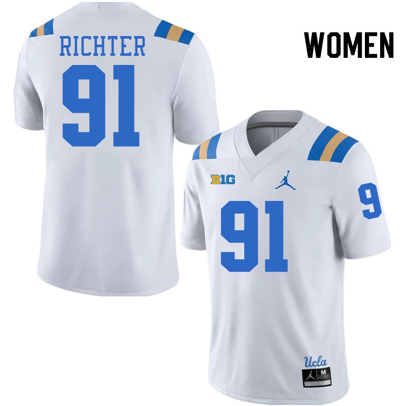 Women #91 Brody Richter UCLA Bruins College Football Jerseys Stitched-White